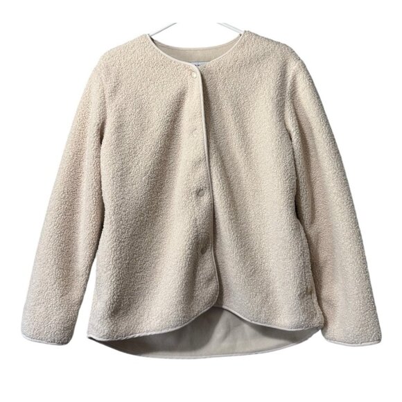 Old Navy Women Size Medium Fleece Cozy Cash Button Down Jacket Polyester Preppy - Picture 1 of 12
